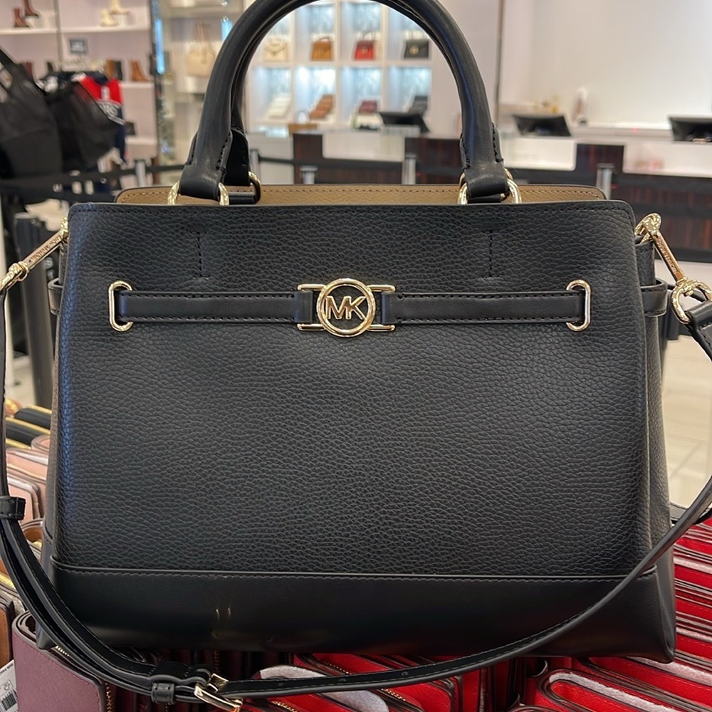 Michael Kors Mercer Lg Top-Zip Belted Satchel Crossbody CZip Bag Purse 
Black - Picture 6 of 16